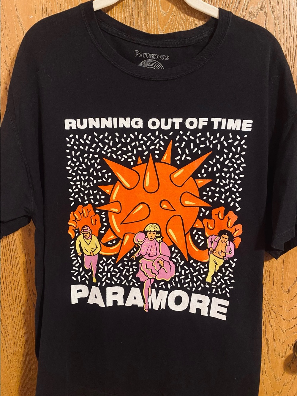 Paramore "Running Out of Time" Graphic Band Tee - Black with Orange & Pink